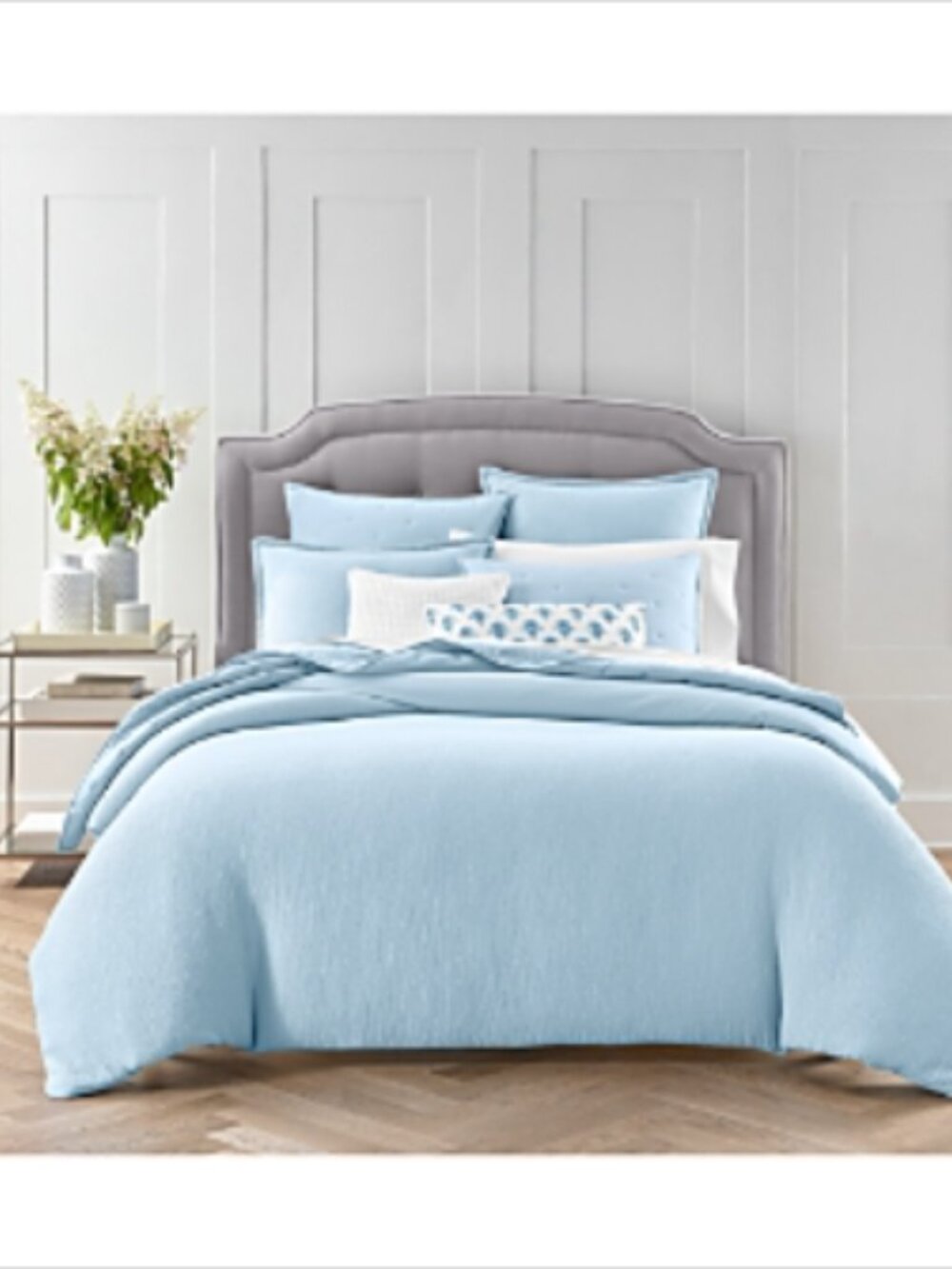 Sky Textured Matelasse Duvet Cover Set King Coast Blue